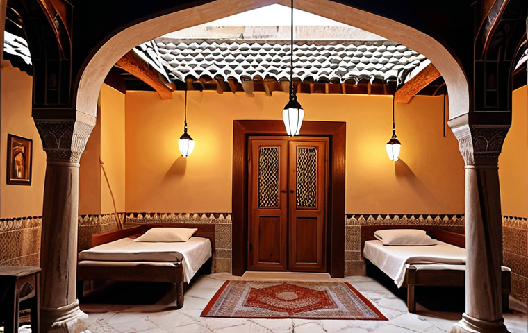 **

Prompt: A cozy, family-run guesthouse in the old city of Damascus, Syria. Capture the essence of warmth and hospitality. Include traditional Syrian architectural details and elements of local life visible in the surroundings. Consider the use of warm lighting to enhance the welcoming atmosphere.

**